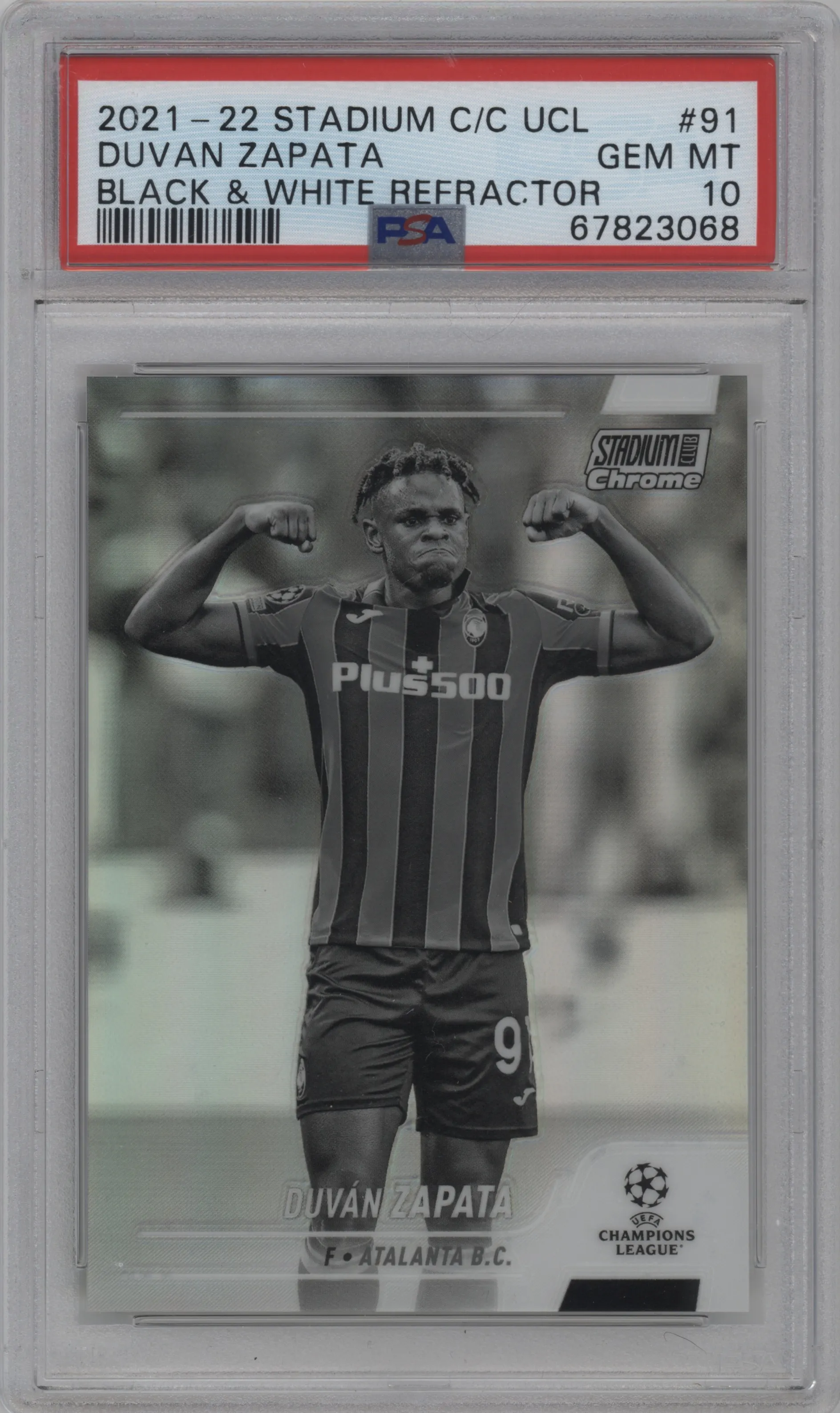 2021 Topps Stadium Club Chrome UEFA Champions League Duvan Zapata Black & White Refractor PSA 10