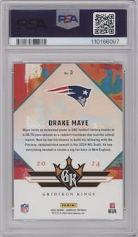 Drake Maye  from the 2024 Donruss set graded by PSA and given an overall grade of 10.