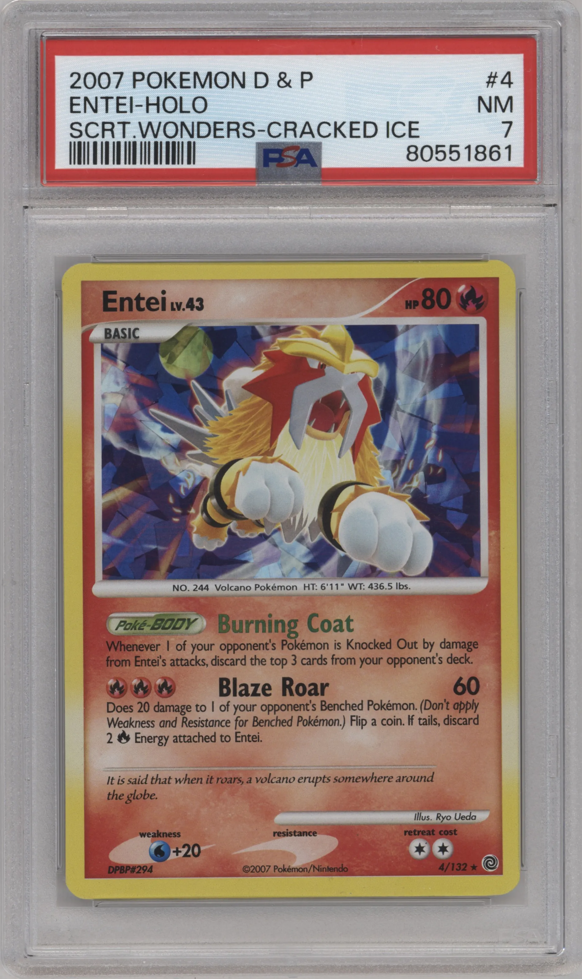 2007 Pokemon D&P Secret Wonders Entei #4 PSA 7