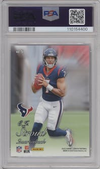 C.J. Stroud from the 2023 Panini Zenith set featuring a Blue parallel graded by PSA and given an overall grade of 10.