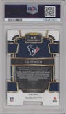 C.J. Stroud from the 2023 Panini Select set featuring a Die-Cut Red & Yellow parallel graded by PSA and given an overall grade of 9.