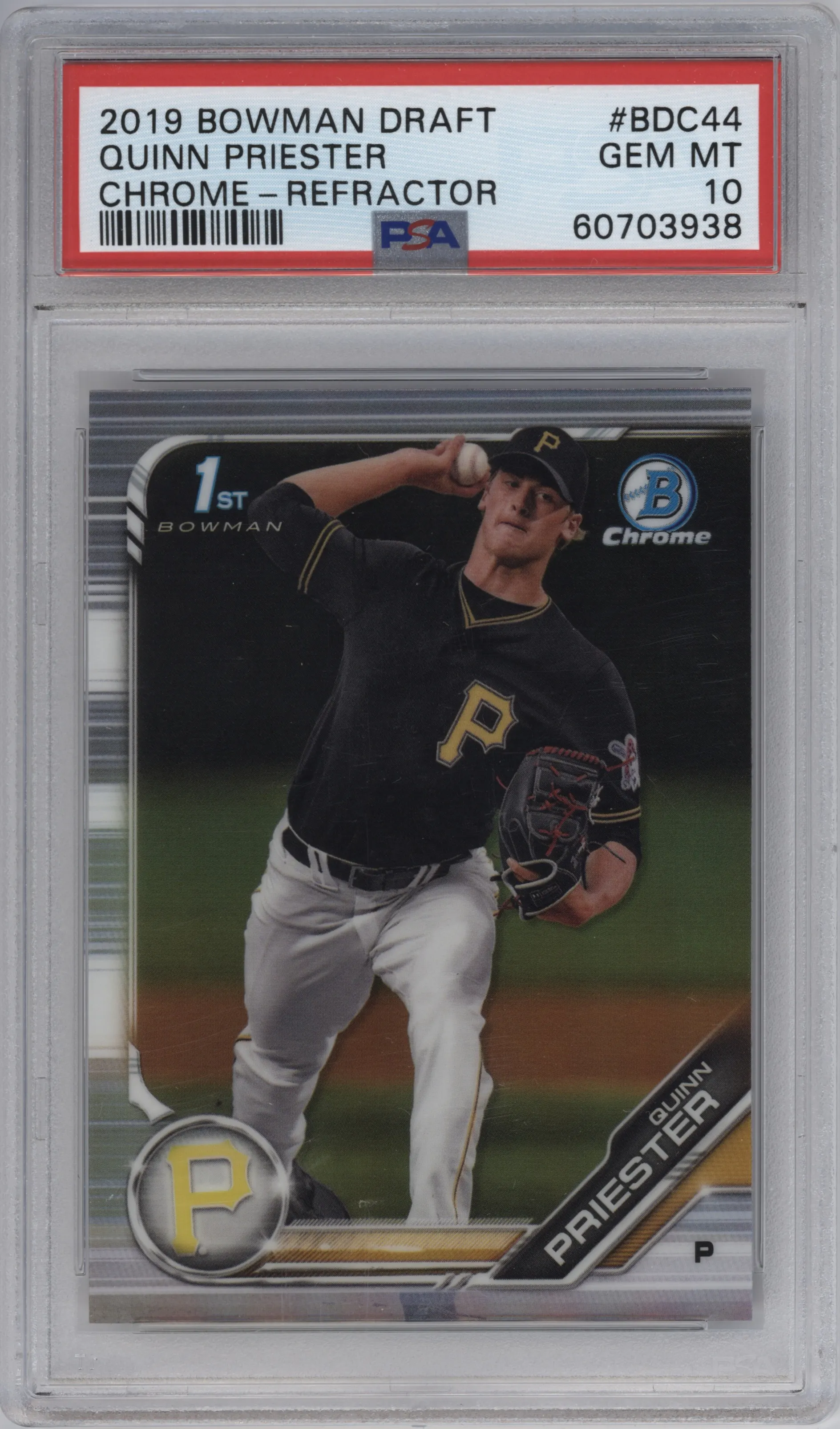 2019 Bowman Draft Chrome Quinn Priester Refractor PSA 10