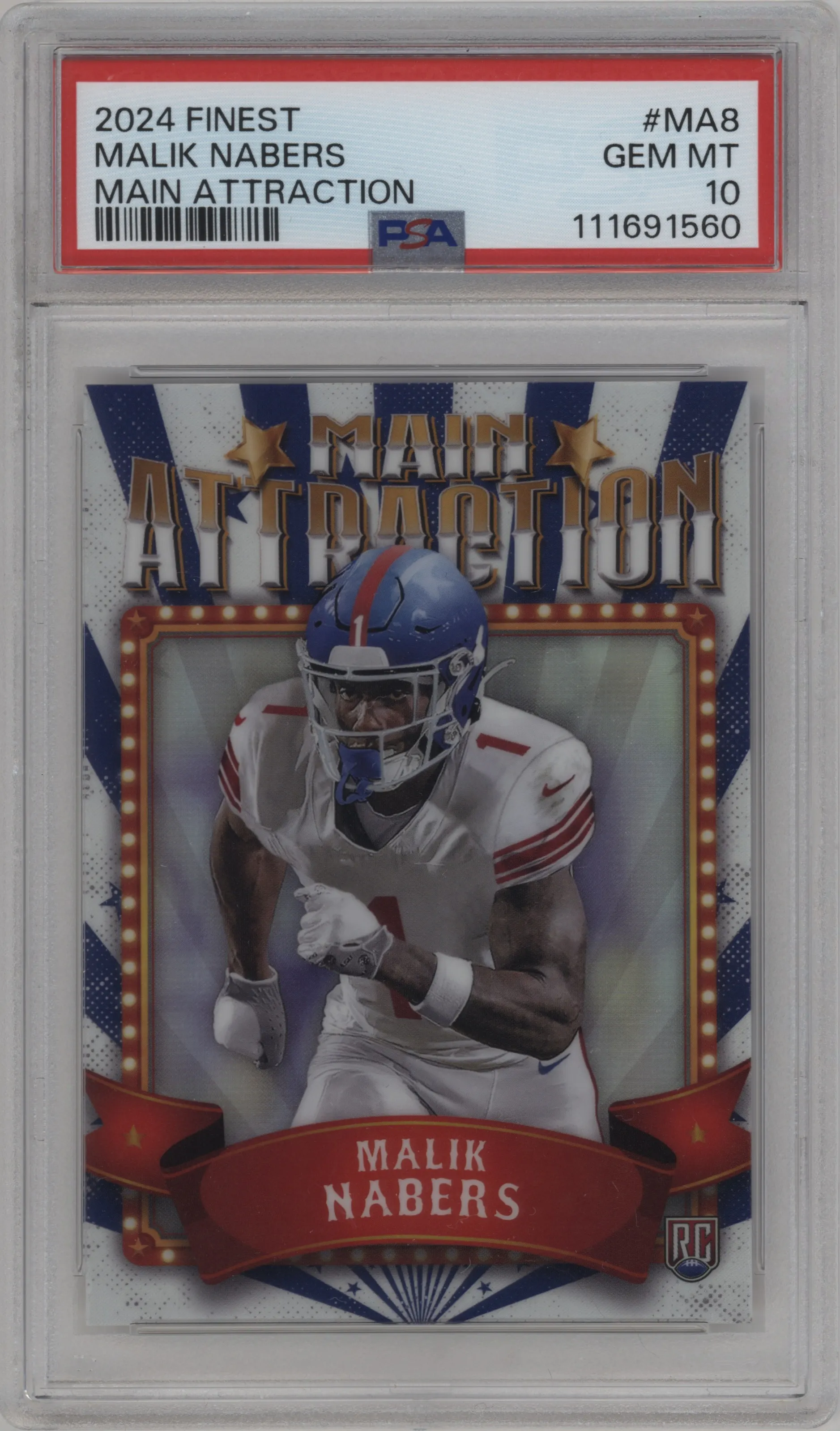 2024 Finest Main Attraction Malik Nabers #MA-8 PSA 10