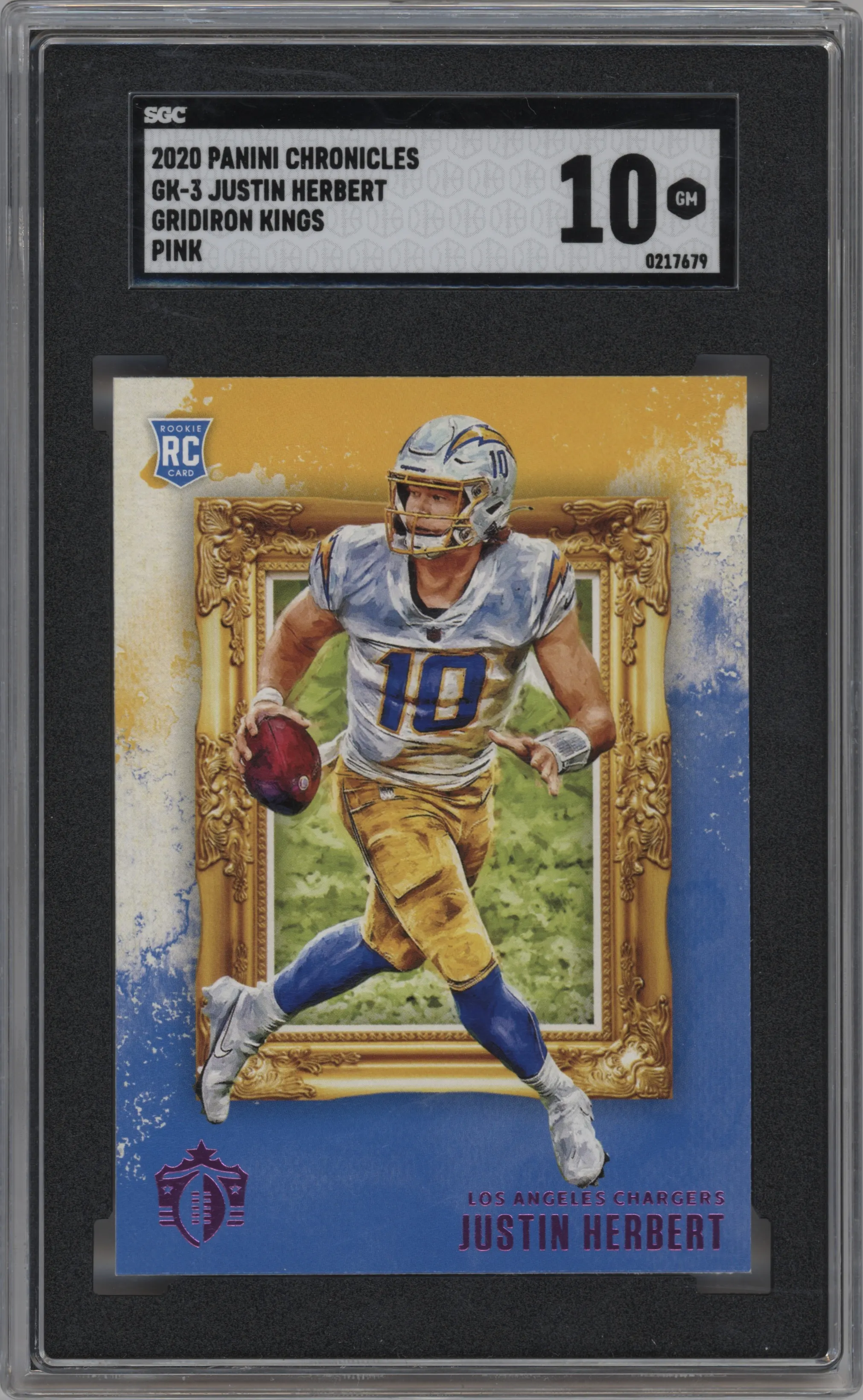 2020 Panini Chronicles Gridiron Kings Justin Herbert Pink #GK-3 SGC 10