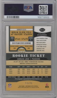 Jordan Love from the 2020 Panini Contenders Optic set graded by PSA and given an overall grade of 9.