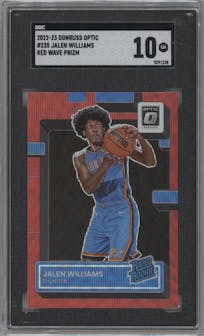 Jalen Williams from the 2022-23 Panini Donruss Optic  set featuring a Red Wave parallel graded by SGC and given an overall grade of 10.