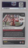 George Kittle from the 2019 Panini Prizm set featuring a  Red/White/Blue Prizm parallel graded by PSA and given an overall grade of 10.