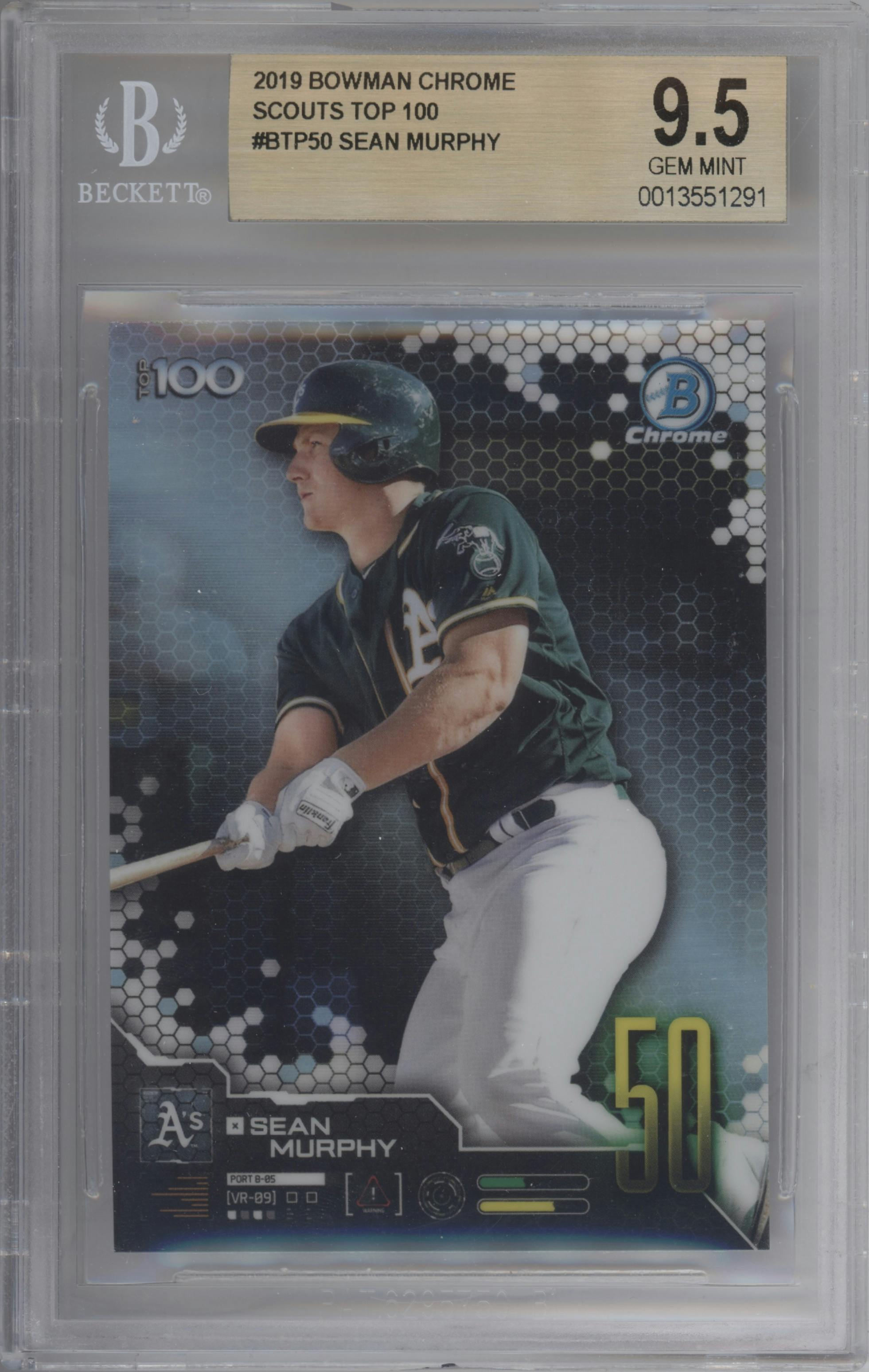 Sean Murphy from the 2019 Bowman  set graded by Beckett and given an overall grade of 9.5.