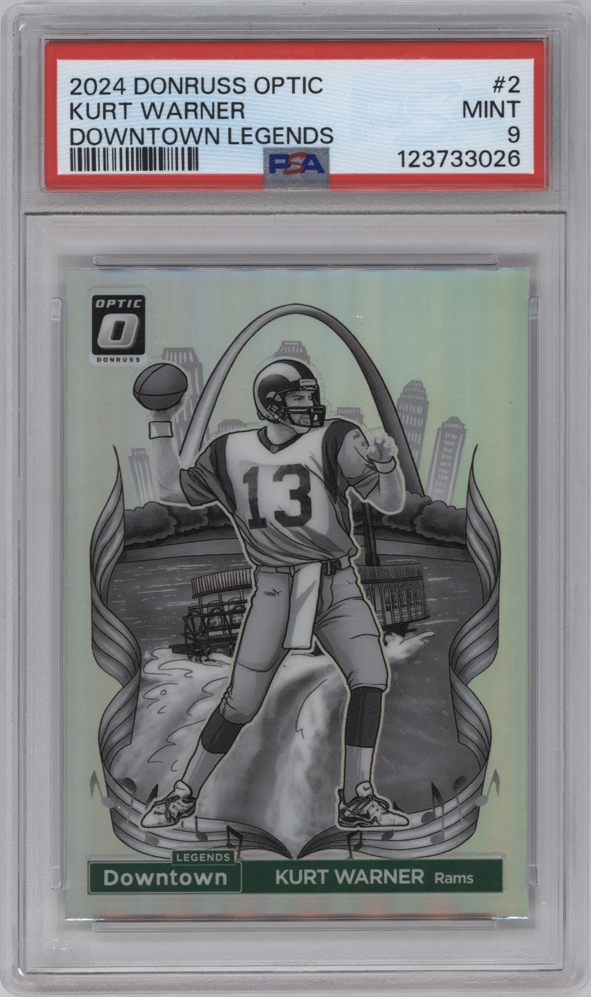 2024 Donruss Optic Downtown Legends Kurt Warner #2 PSA 9