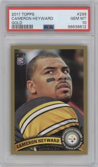 Cameron Heyward from the 2011 Topps set featuring a Gold parallel graded by PSA and given an overall grade of 10.