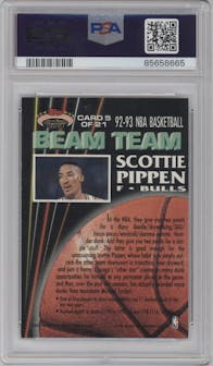 Scottie Pippen from the 1992-93 Topps Stadium Club set featuring a Members Only parallel graded by PSA and given an overall grade of 9.