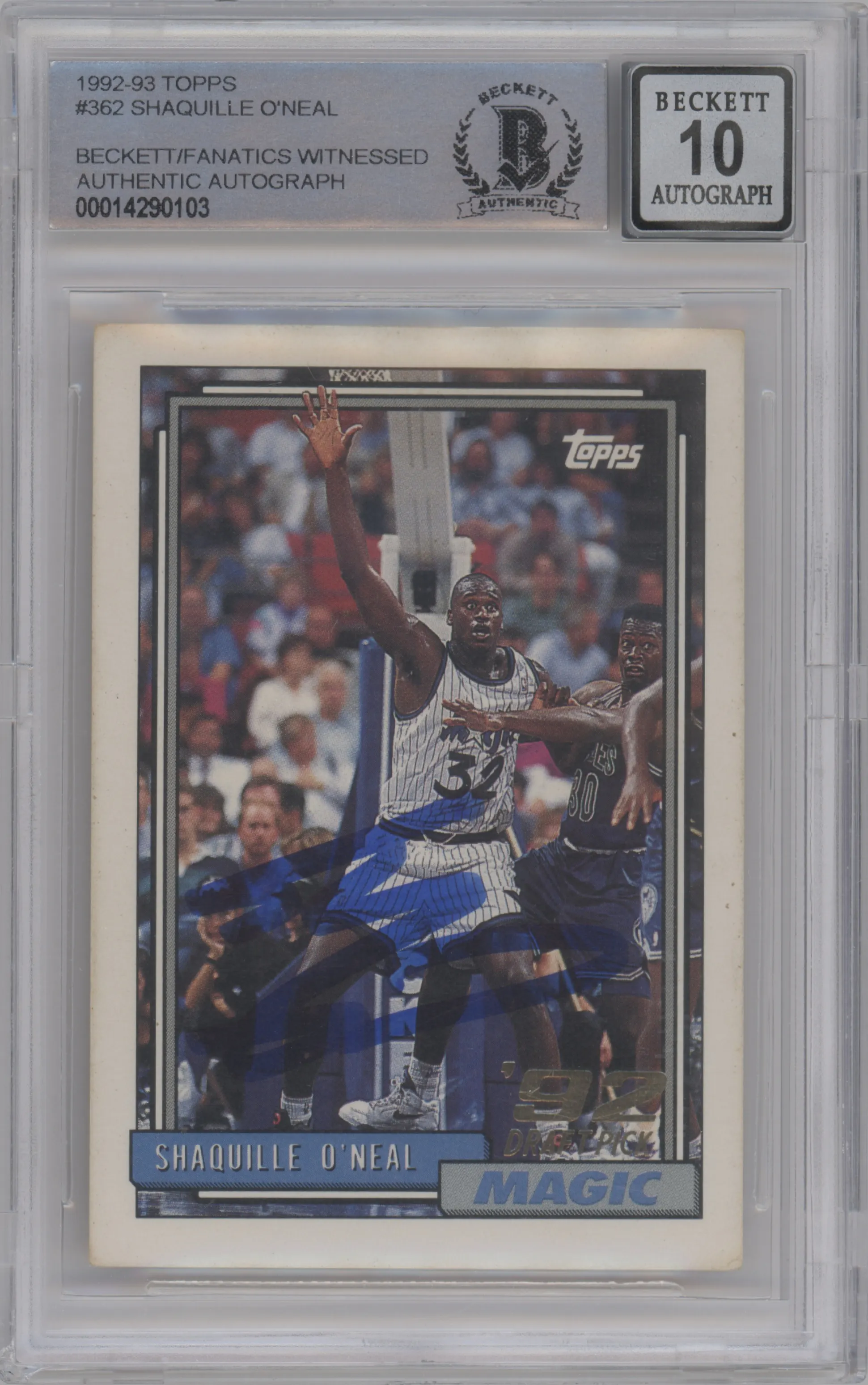 Shaquille O'Neal from the 1992-93 Topps set graded by Beckett.