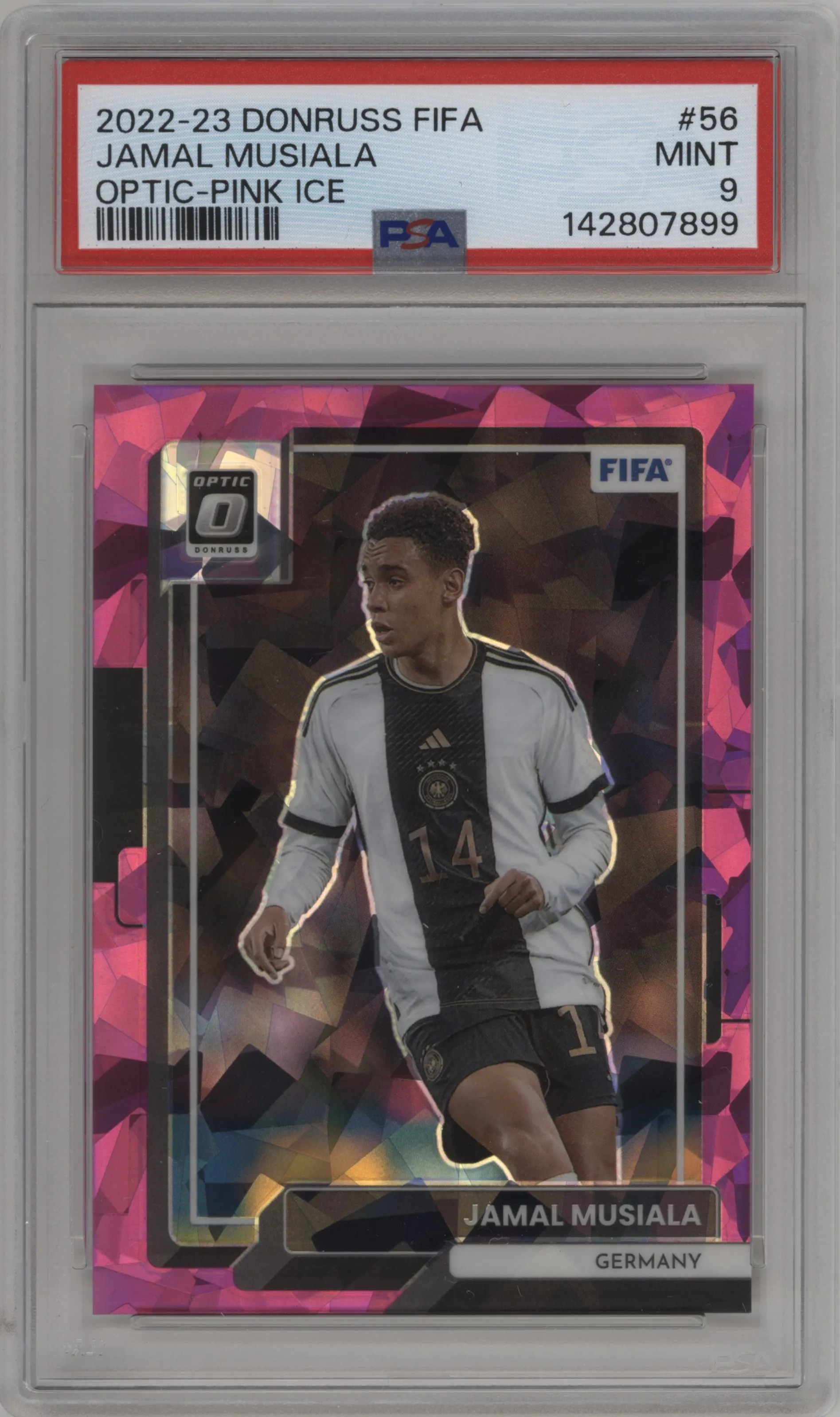 2022 Panini Donruss Optic Jamal Musiala Pink Ice #56 PSA 9