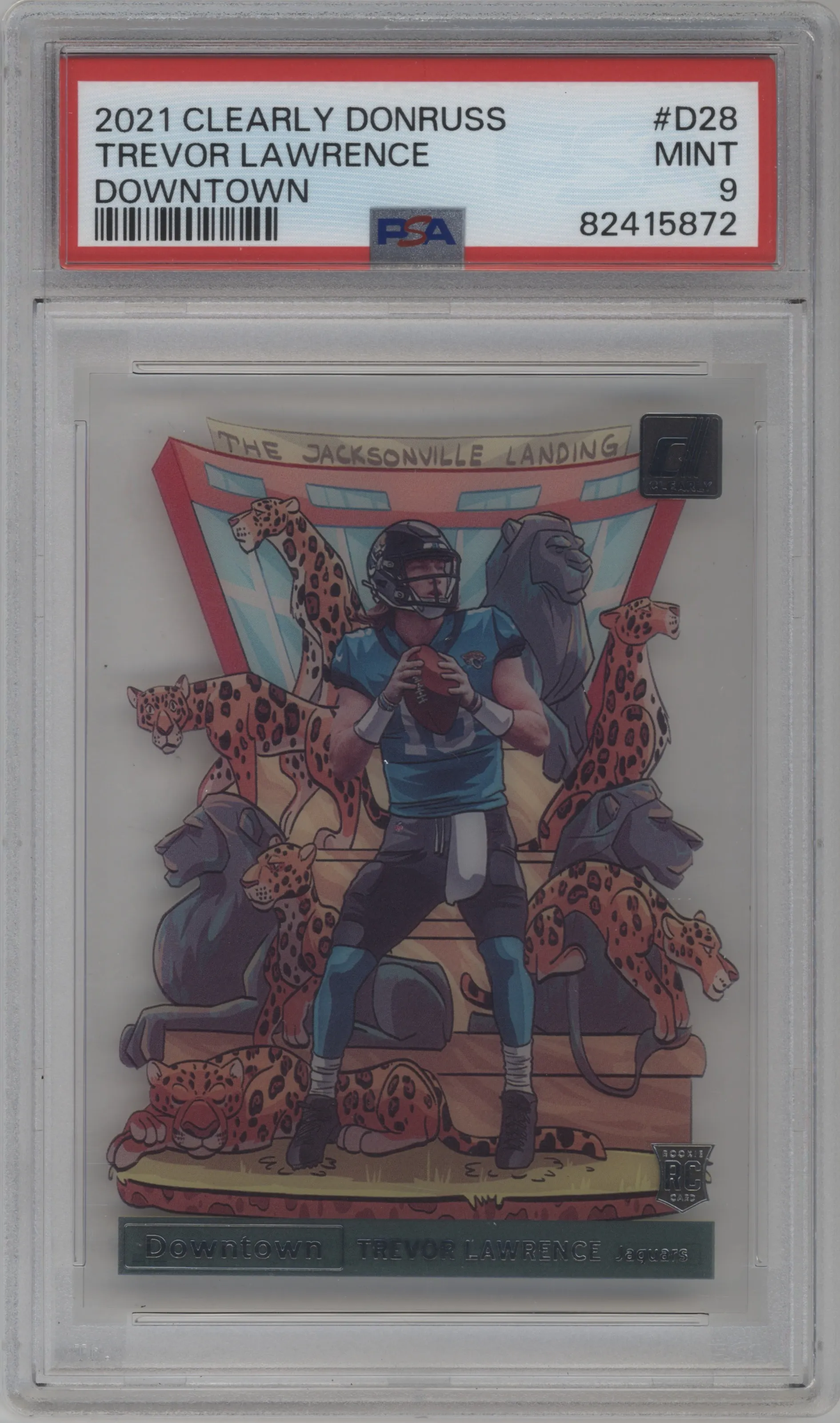 2021 Panini Clearly Donruss Downtown Trevor Lawrence #D-28 PSA 9