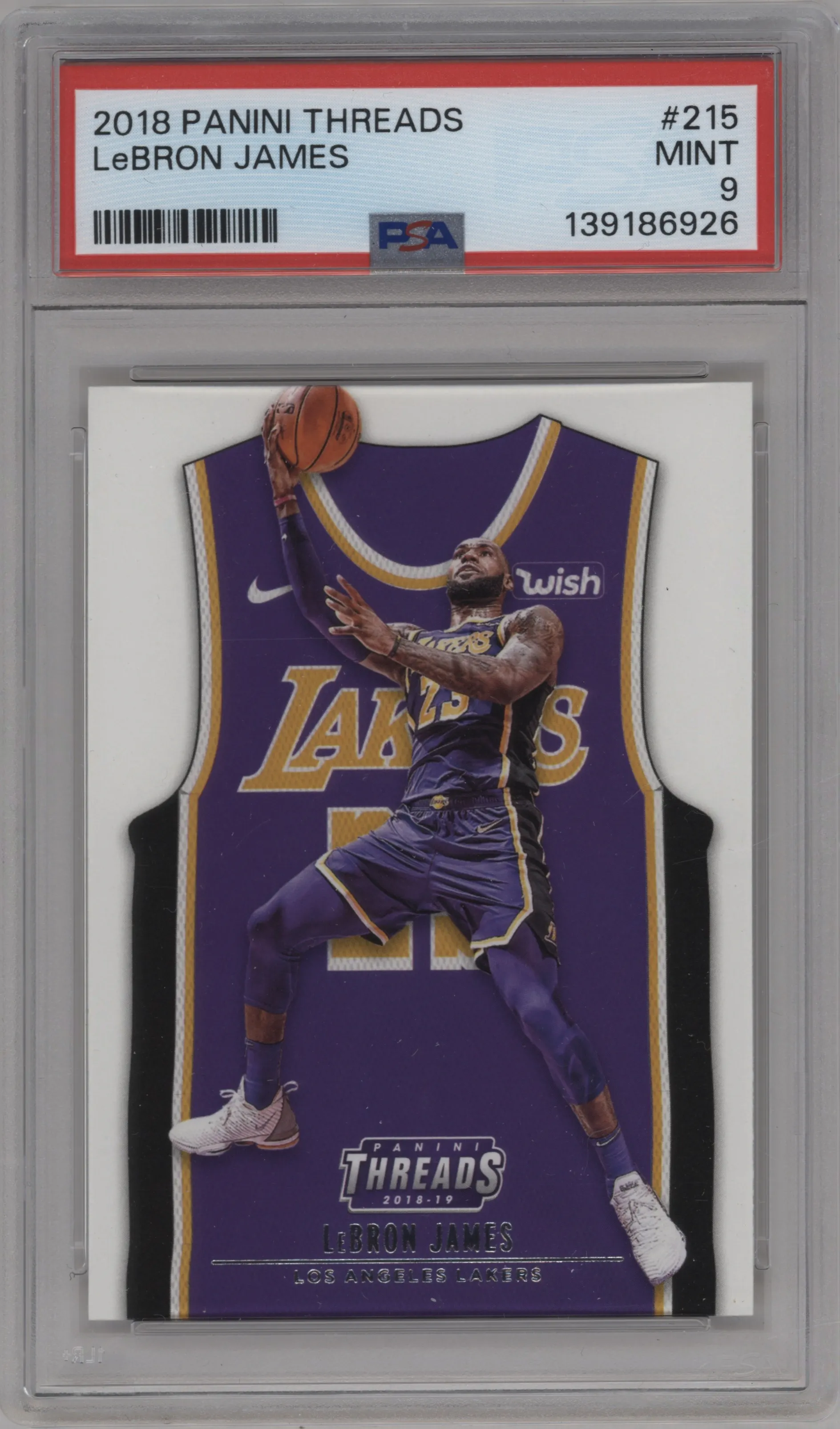 2018 Panini Threads SP State Jrsy. LeBron James #215 PSA 9