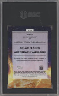 Ichiro from the 2024 Topps Cosmic Chrome set graded by SGC and given an overall grade of 9.5.
