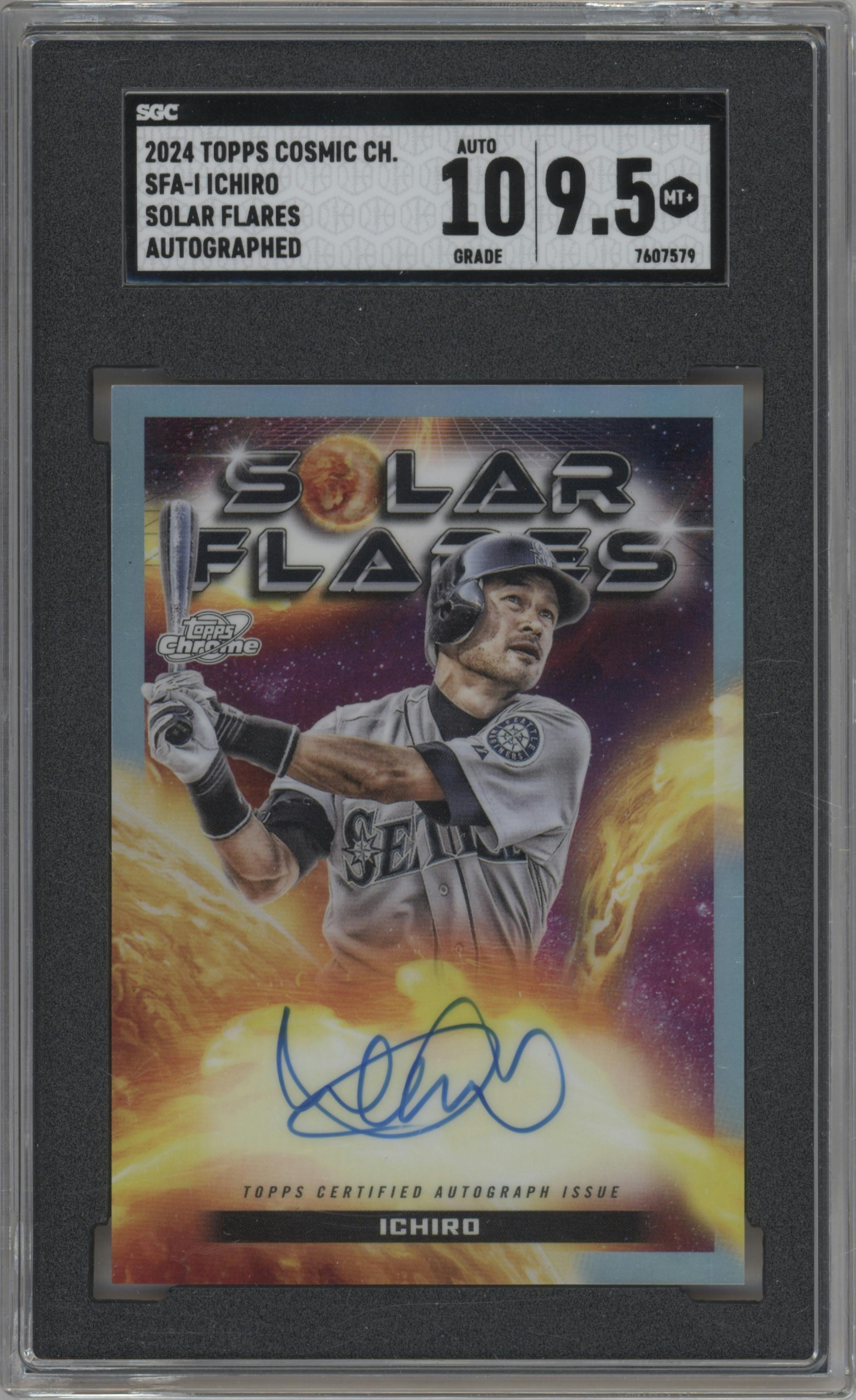 Ichiro from the 2024 Topps Cosmic Chrome set graded by SGC and given an overall grade of 9.5.