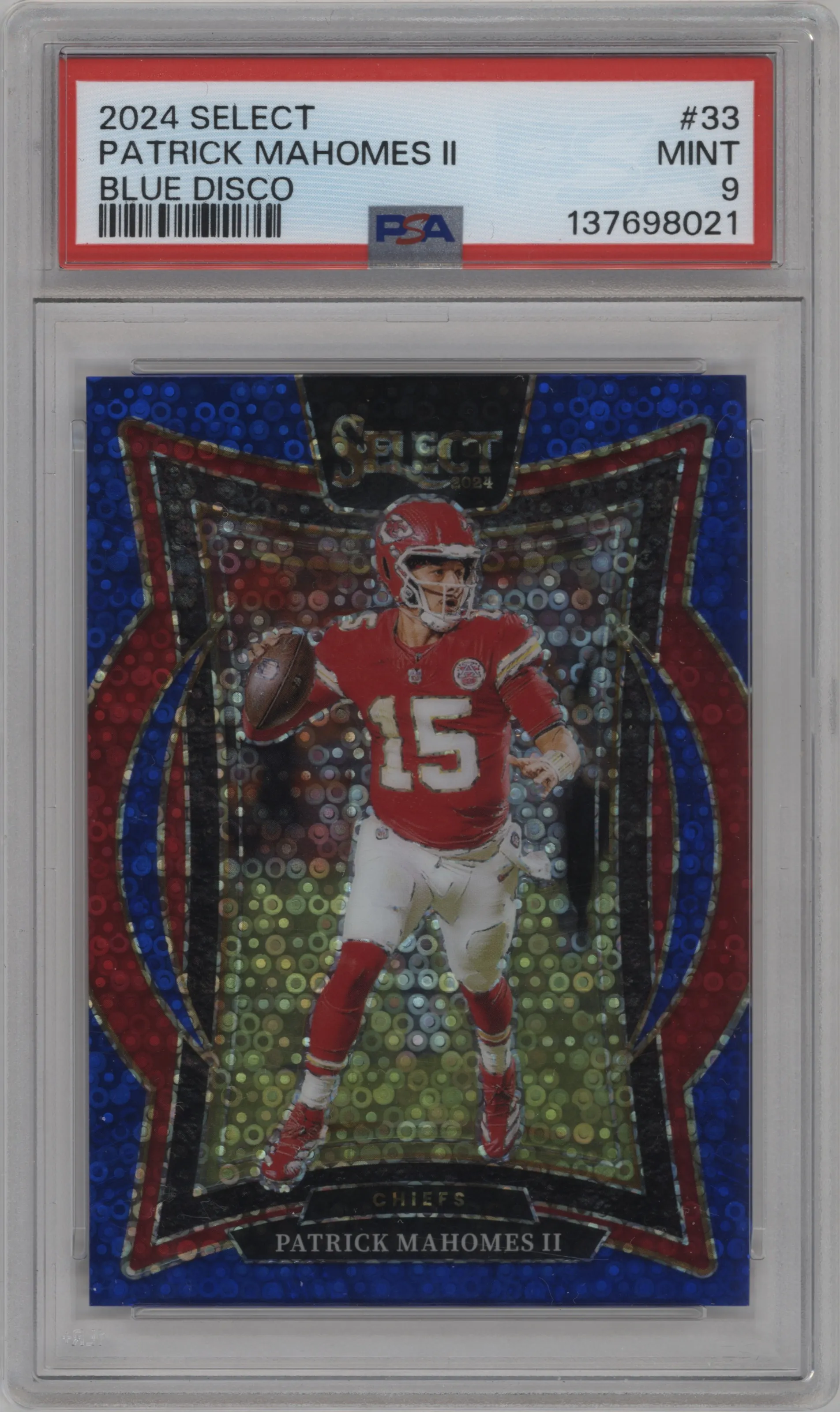 2024 Panini Select Patrick Mahomes II Disco Blue PSA 9