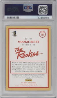 Mookie Betts from the 2014 Panini Donruss set graded by PSA and given an overall grade of 10.