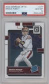 Brock Purdy from the 2022 Panini Donruss Optic set graded by PSA and given an overall grade of 10.