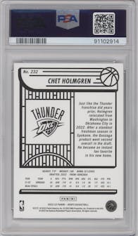 Chet Holmgren  from the 2022-23 Panini NBA Hoops set featuring a Silver  parallel graded by PSA and given an overall grade of 10.