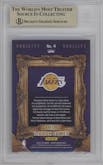 LeBron James from the 2024-25 Panini NBA Hoops set featuring a Black Artist Proof Holo parallel graded by Beckett and given an overall grade of 9.5.