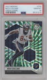 Nico Collins from the 2021 Panini Mosaic set featuring a Green Swirl parallel graded by PSA and given an overall grade of 10.