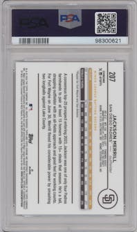 Jackson Merrill from the 2024 Topps Chrome set graded by PSA and given an overall grade of 10.