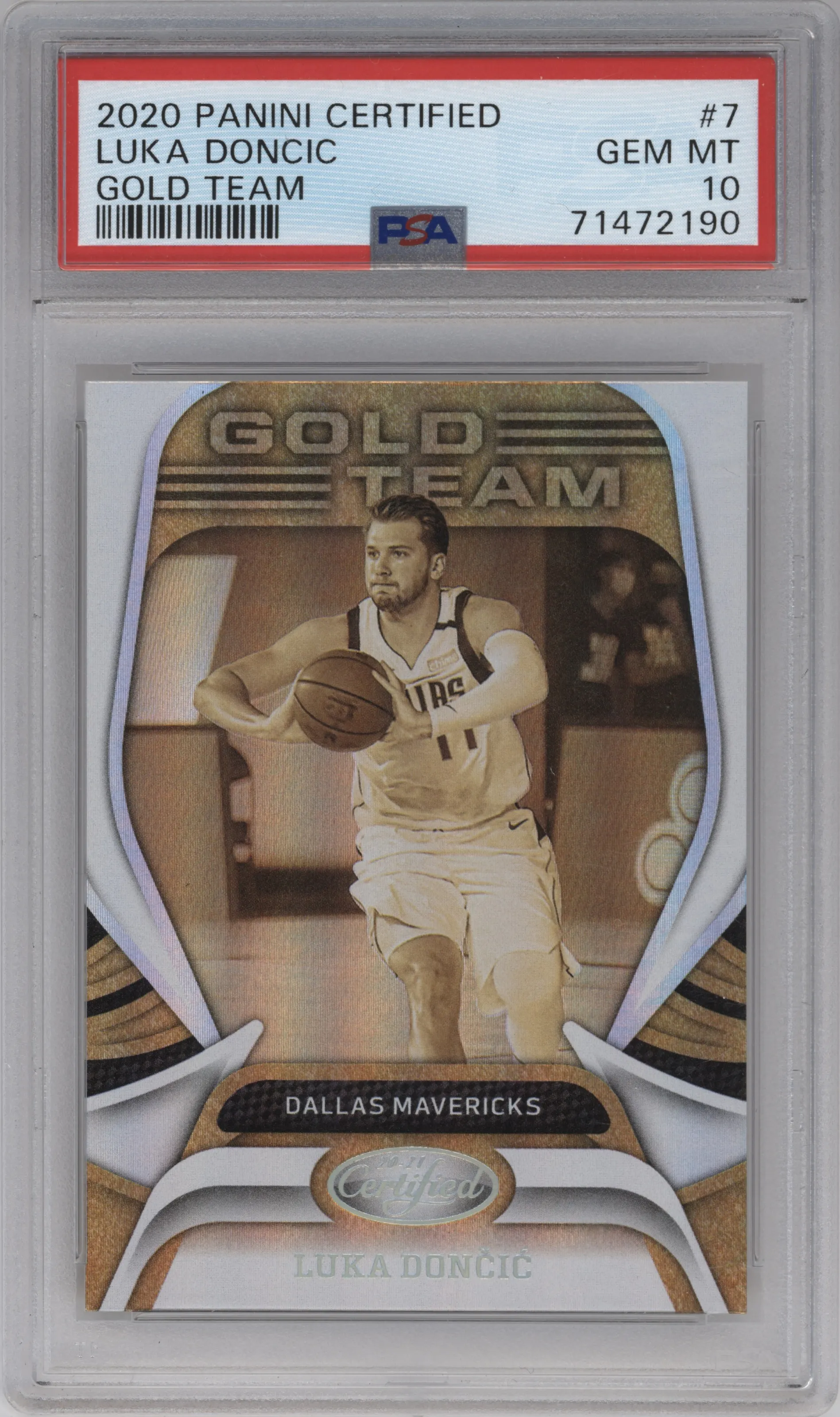 2020 Panini Certified Gold Team Luka Doncic PSA 10