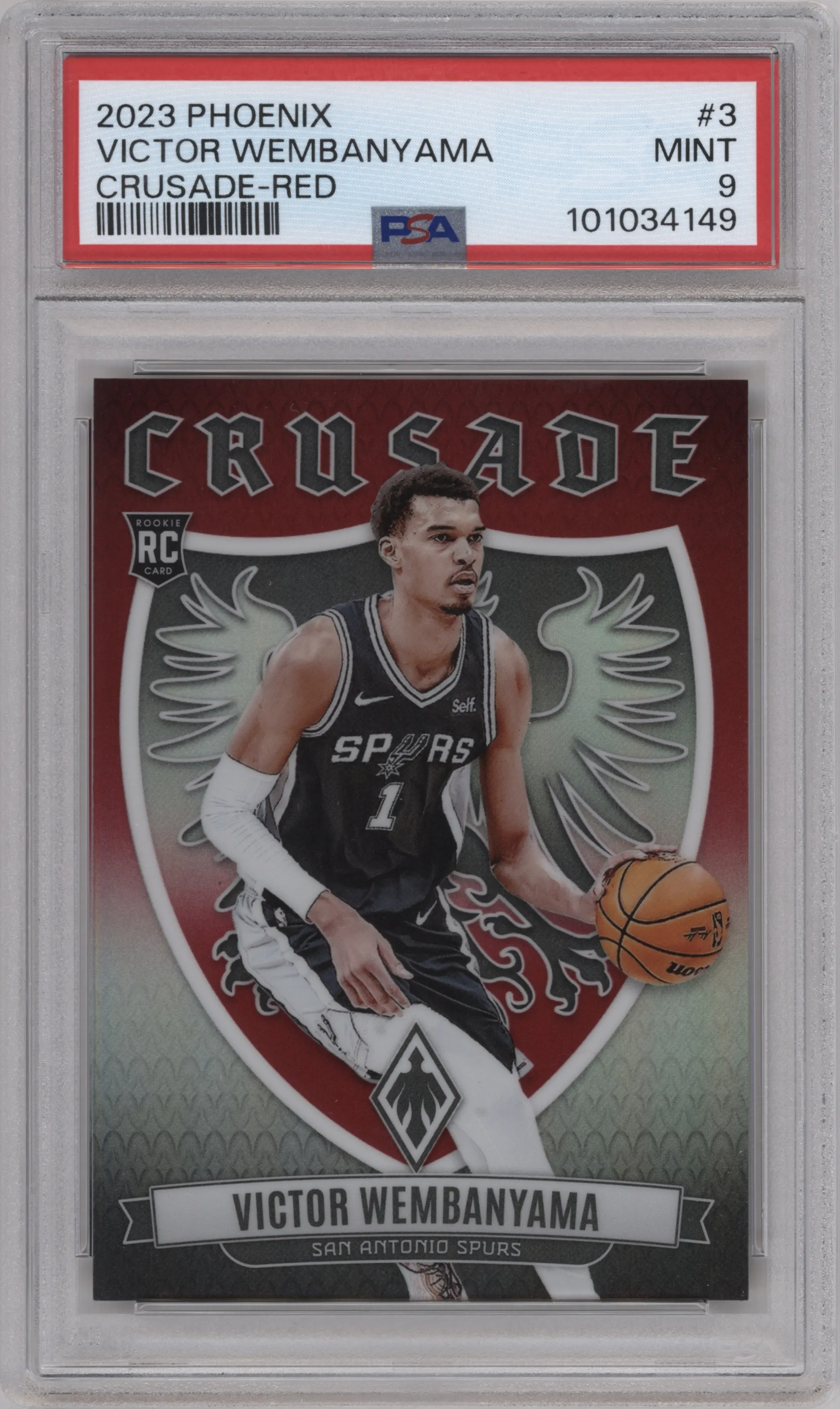 2023 Panini Phoenix Crusade Victor Wembanyama Red #3 PSA 9