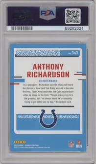 Anthony Richardson from the 2023 Panini Donruss set graded by PSA and given an overall grade of 10.