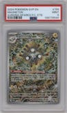 Magneton from the 2024 Pokemon SV set featuring a Surging Sparks Pokemon Center Elite Trainer boxes parallel graded by PSA and given an overall grade of 9.