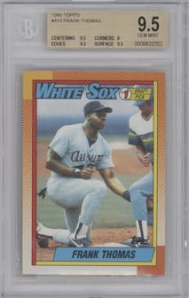 Frank Thomas from the 1990 Topps set graded by Beckett and given an overall grade of 9.5.