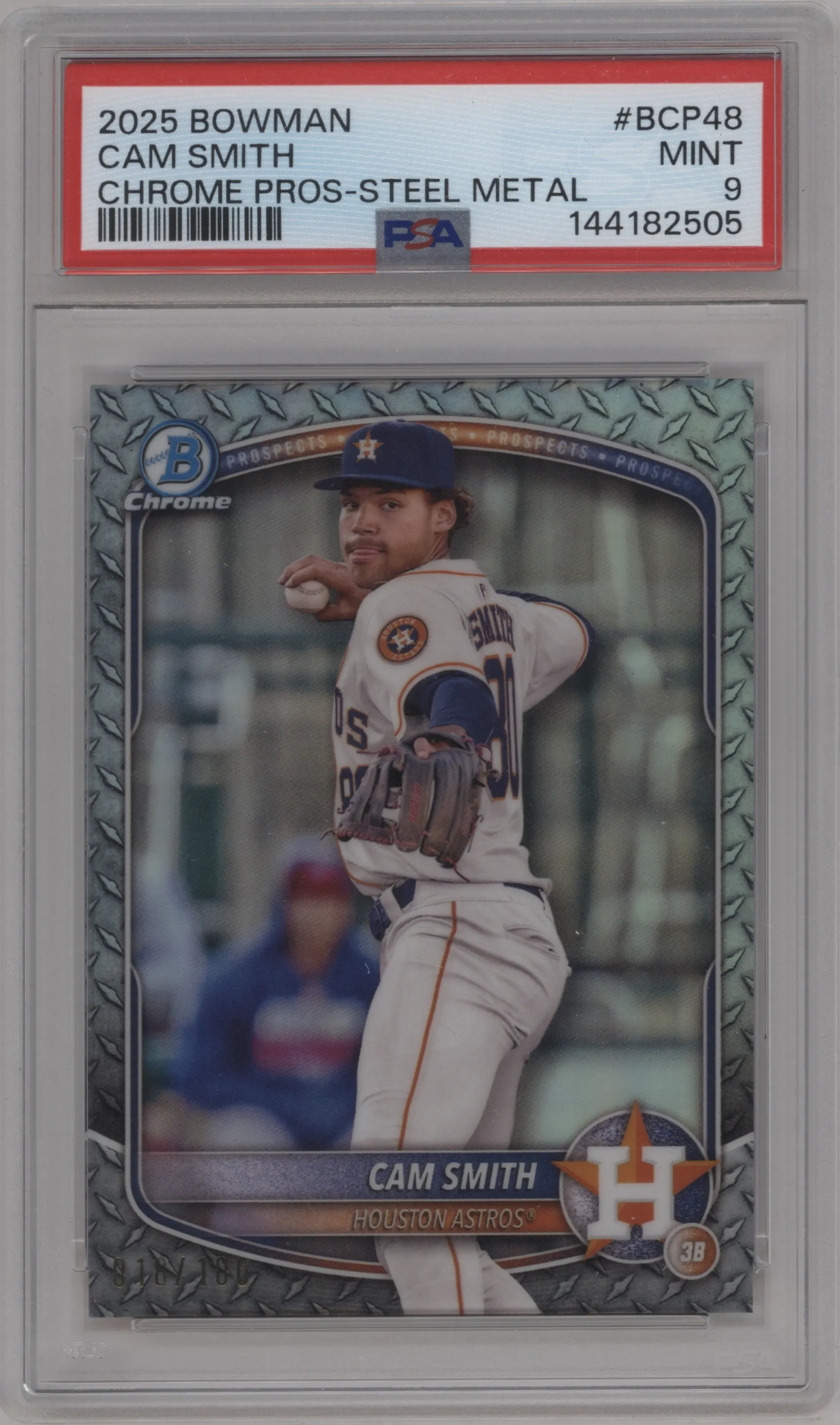 2025 Bowman Chr.Pros Cam Smith Steel Metal Refractor #BCP-48 PSA 9