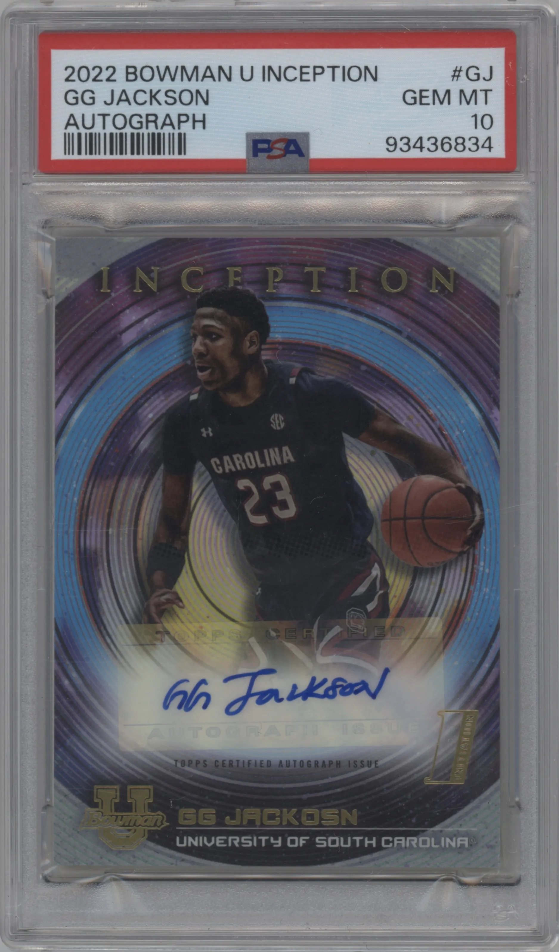 2022 Bowman University Inception Auto GG Jackson #BIA-GJ PSA 10