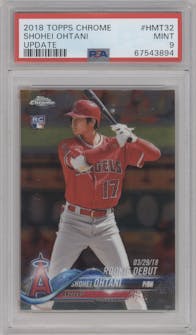 Shohei Ohtani from the 2018 Topps Chrome Update  set graded by PSA and given an overall grade of 9.