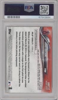 Shohei Ohtani from the 2018 Topps Chrome Update  set graded by PSA and given an overall grade of 9.
