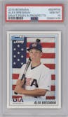 Alex Bregman from the 2010 Bowman Draft set graded by PSA and given an overall grade of 10.
