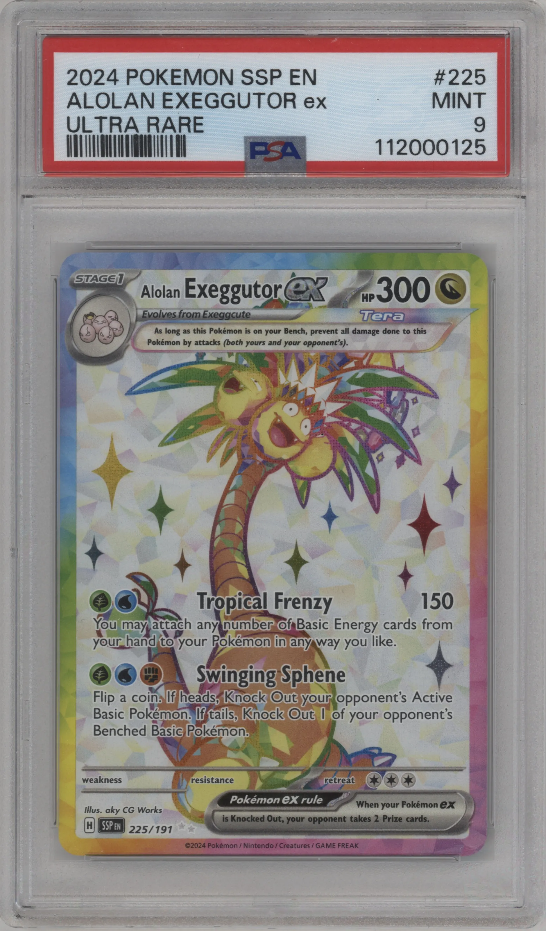 2024 Pokemon SV Surging Sparks Alolan Exeggutor ex #225 PSA 9