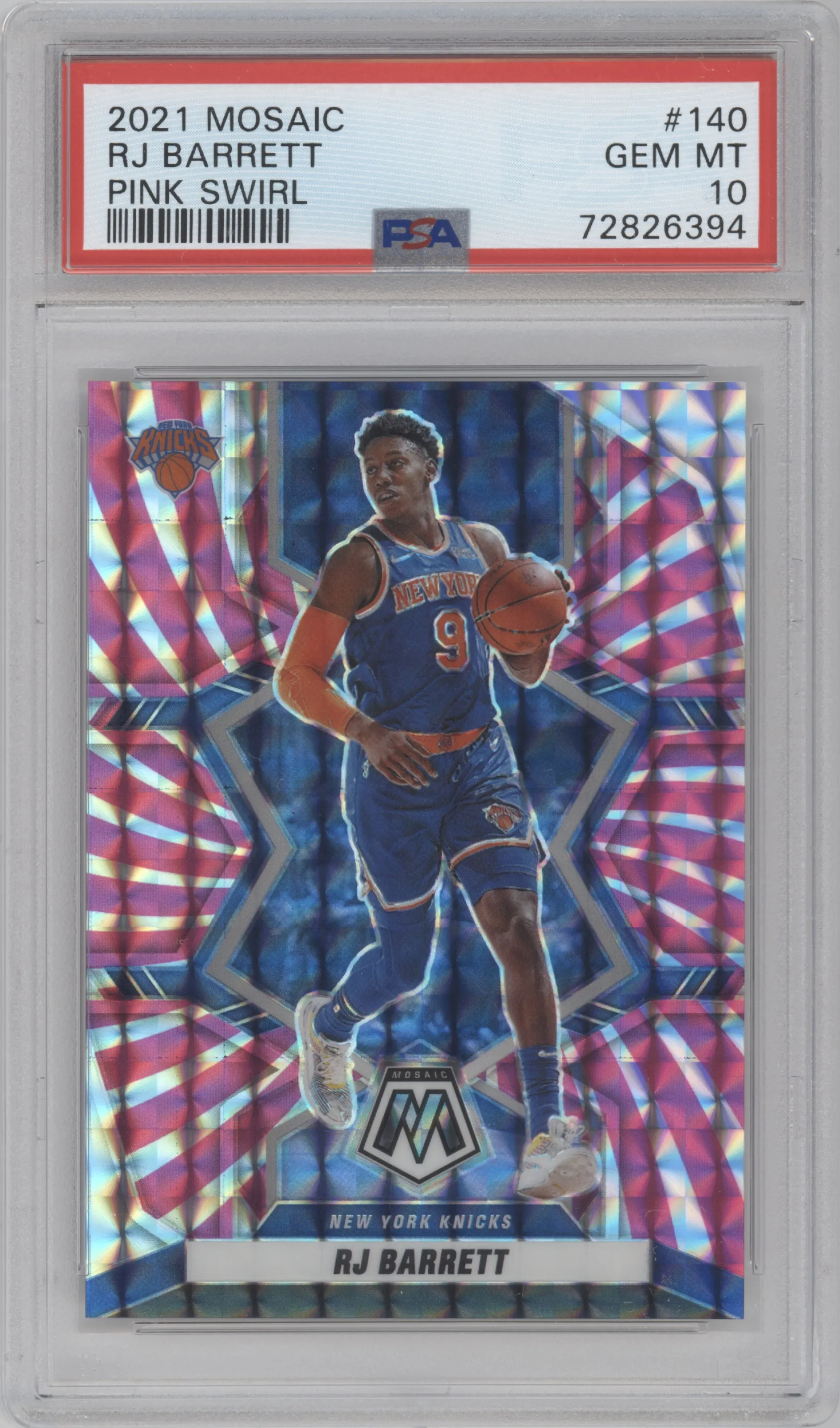 2021 Panini Mosaic RJ Barrett Pink Swirl PSA 10