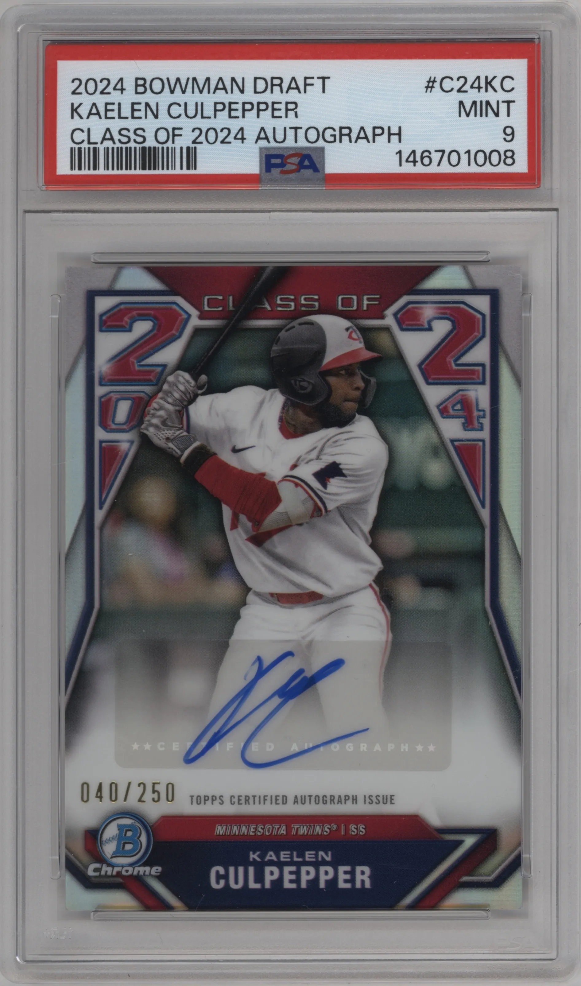 2024 Bowman Draft Class of 2024 Auto Kaelen Culpepper #C24-KC PSA 9