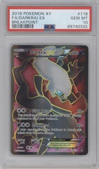 Darkrai EX from the 2016 Pokemon XY set graded by PSA and given an overall grade of 10.