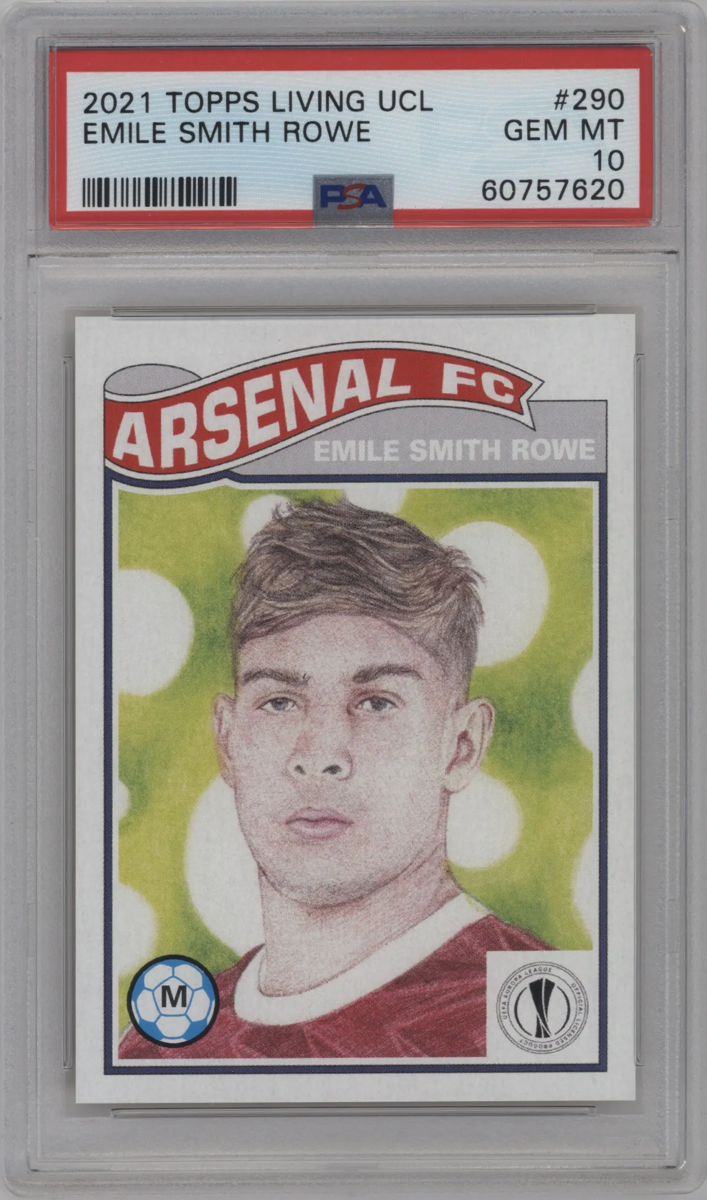 2020 Ultimate Topps Living Set UEFA CL 2021 Emile Smith Rowe PSA 10