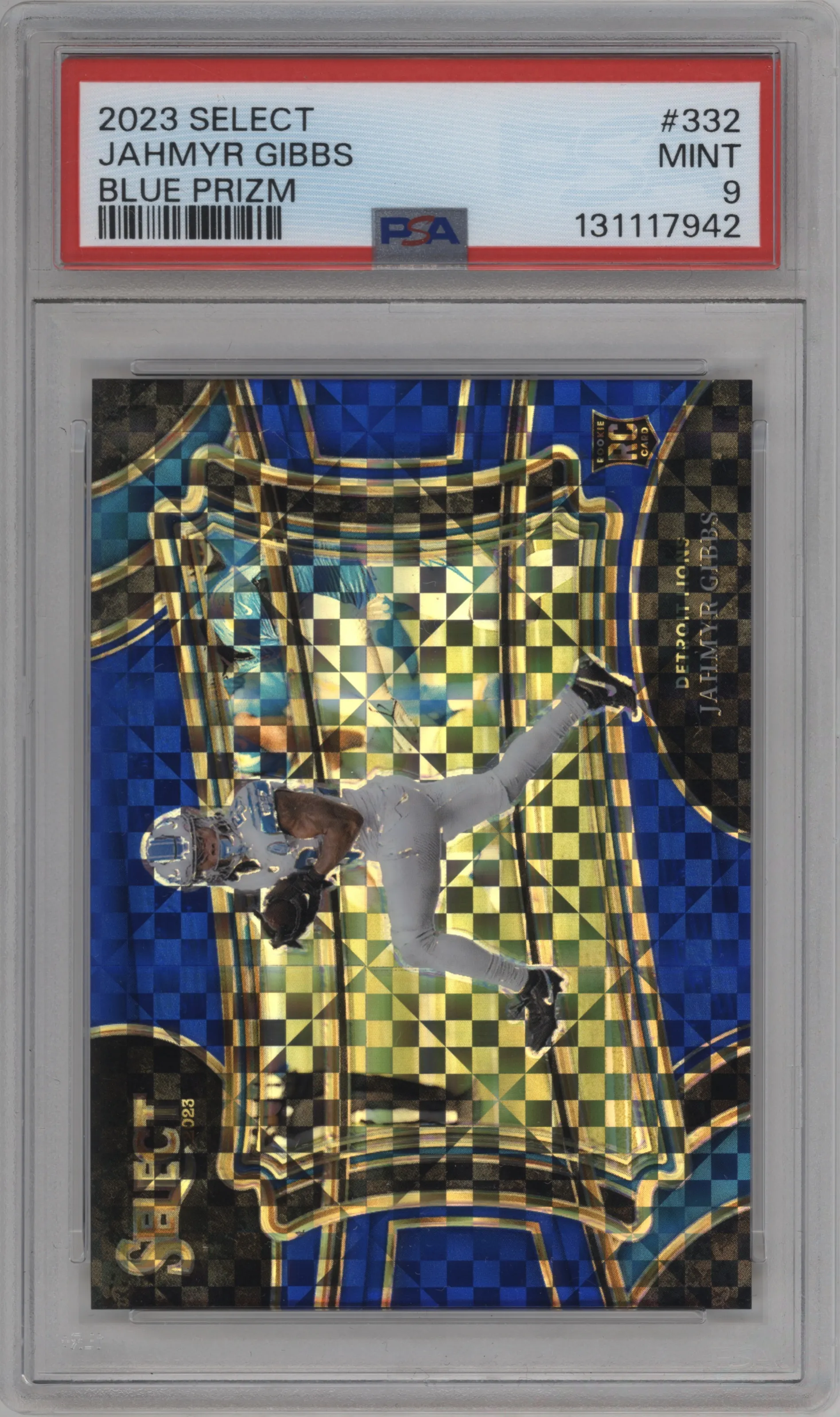 2023 Panini Select Field Lvl. Jahmyr Gibbs Blue Prizm #332 PSA 9
