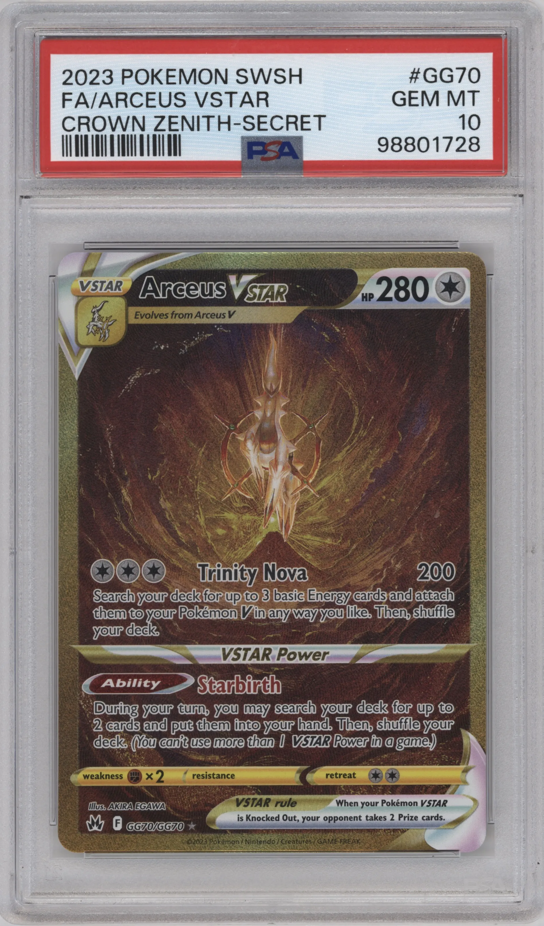 2023 Pokemon SWSH Crown Zenith GG Arceus VSTAR PSA 10