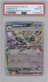 Umbreon ex from the 2025 Pokemon SV set featuring a Prismatic Evolutions Surprise Box parallel graded by PSA and given an overall grade of 10.