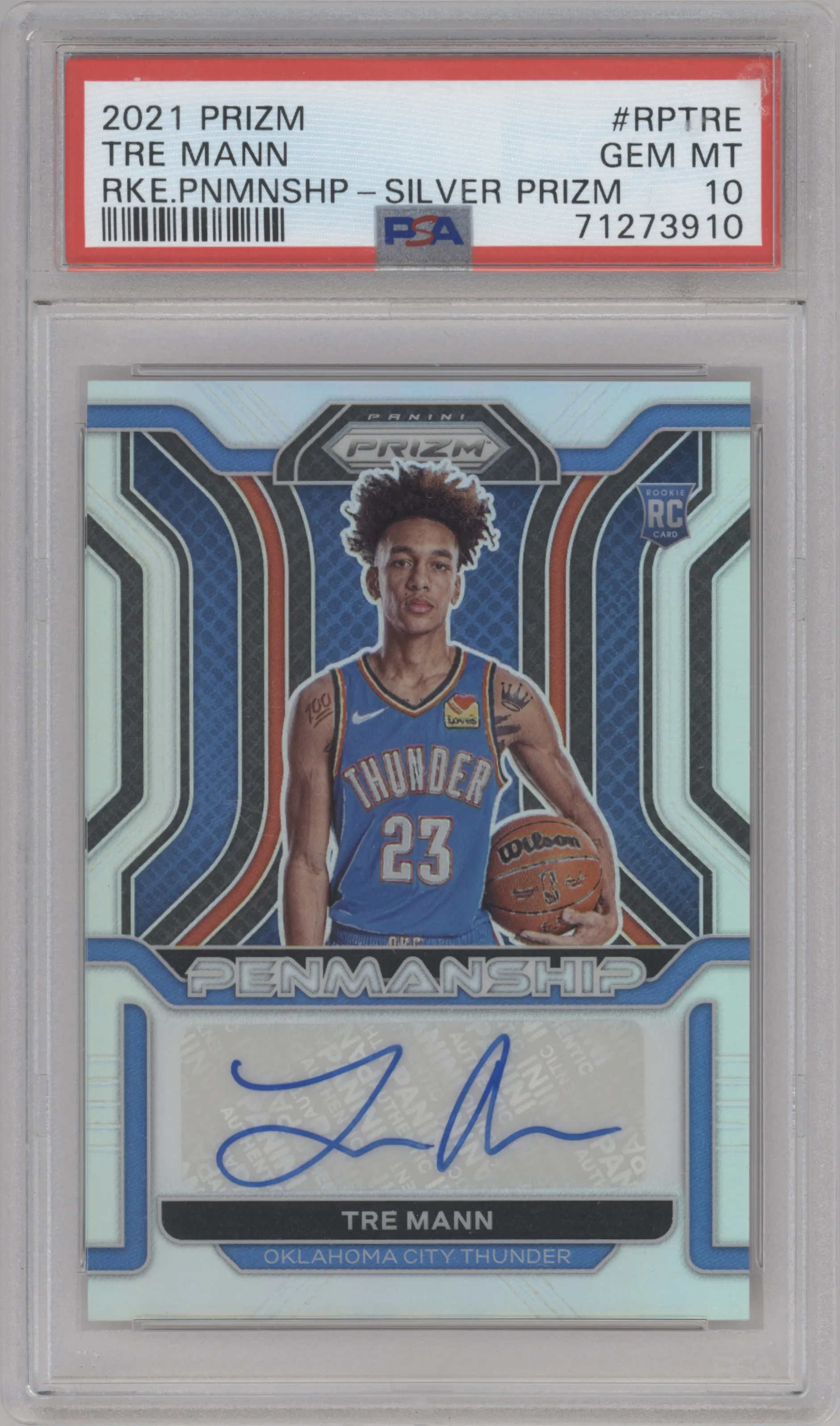 2021 Panini Prizm Rke.Pnmnshp. Tre Mann Silver Prizm PSA 10
