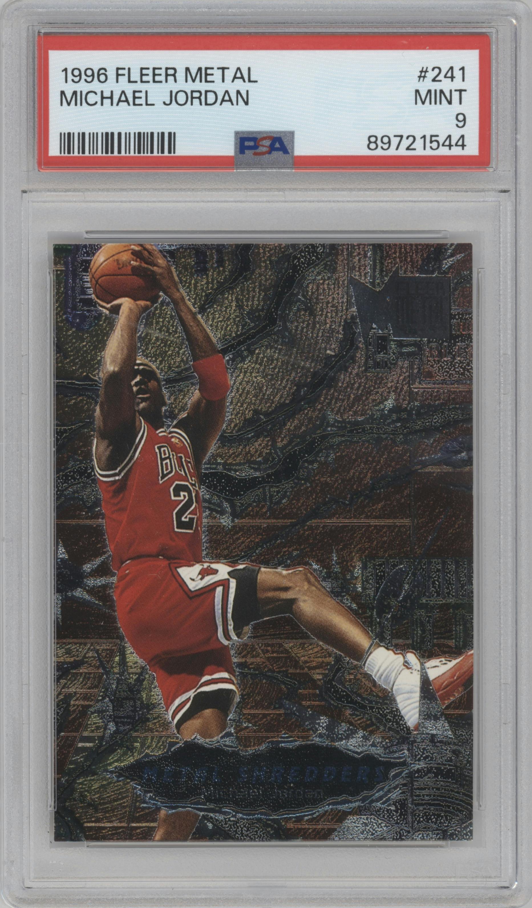 Michael Jordan from the 1996-97 Fleer Metal  set graded by PSA and given an overall grade of 9.