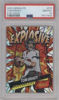 Tom Brady from the 2022 Panini Absolute set graded by PSA and given an overall grade of 10.