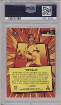 Tom Brady from the 2022 Panini Absolute set graded by PSA and given an overall grade of 10.